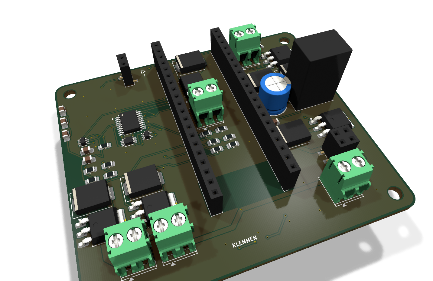 Four-channel LED dimmer module render, isometric